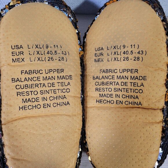 Dan Dee ELF Slippers Fuzzy Gold Silver 2018 Christmas Sequin Men Women L/XL 9-11 - Picture 12 of 14